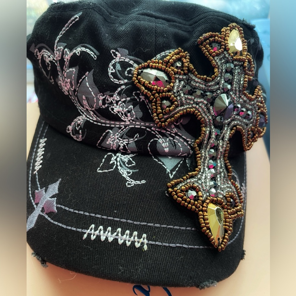 🧢Cross Black Jean Cap